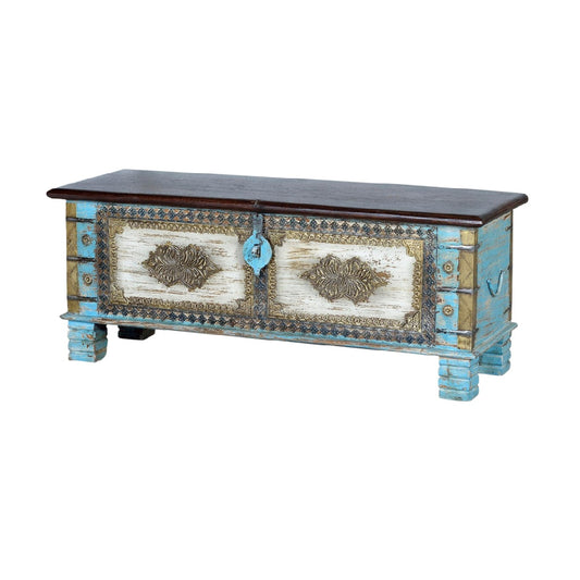 Coffre de rangement en bois décoratif pour la maison - 80 x 40 x 40